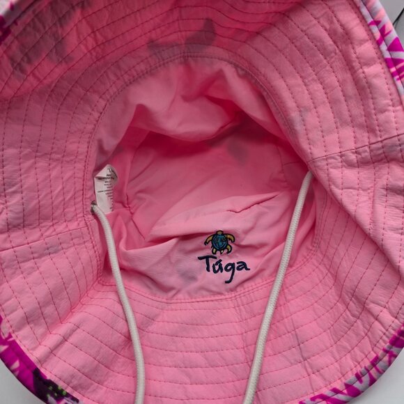 Tuga Reversible Womens Large Pink Floral Print Bucket Sun Hat Beach Summer Camp - Picture 7 of 8